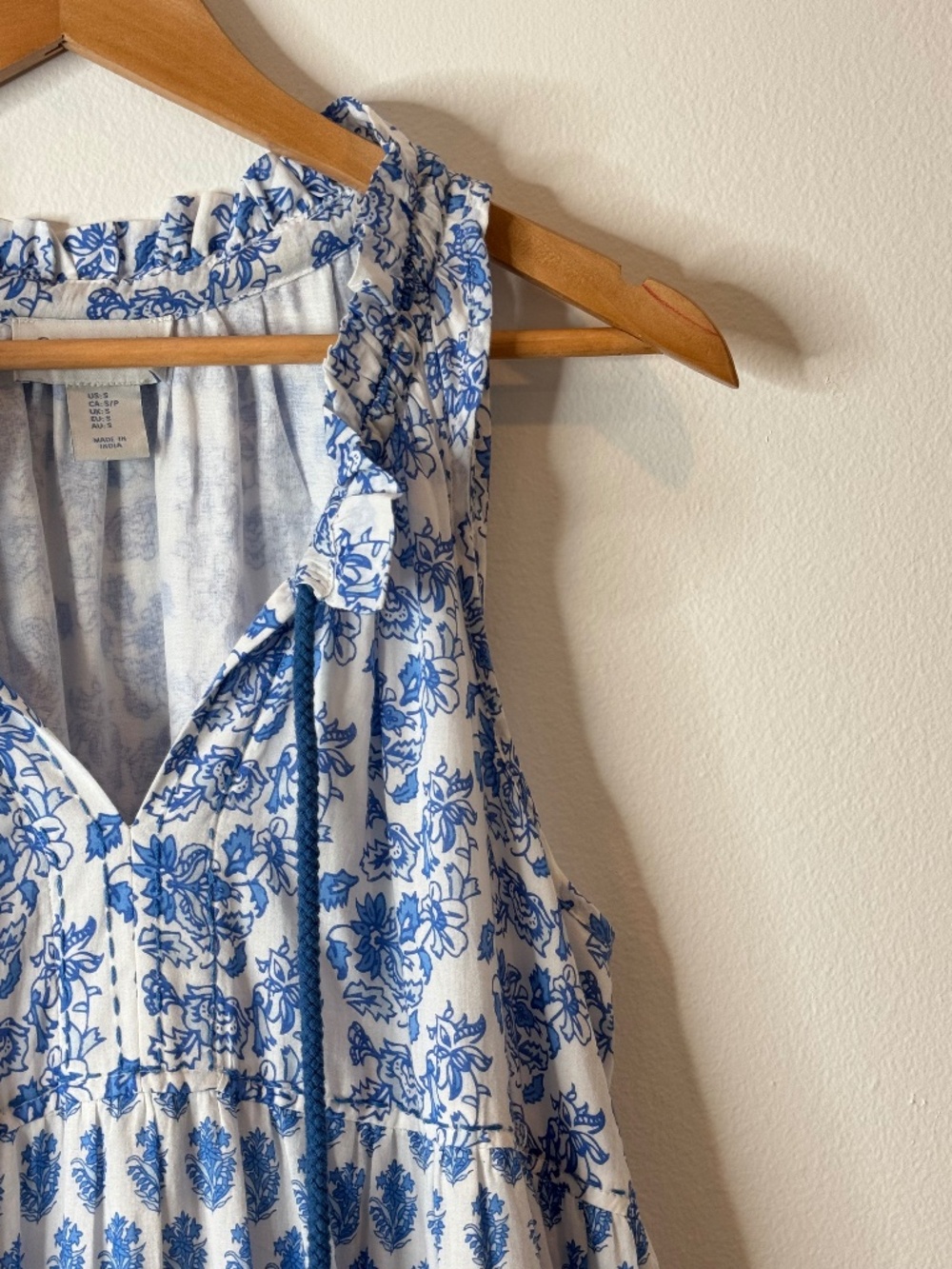 NEW Calypso St Barth Maxi Dress Blue White Print Cotton Lined Sleeveless Small - Picture 6 of 16